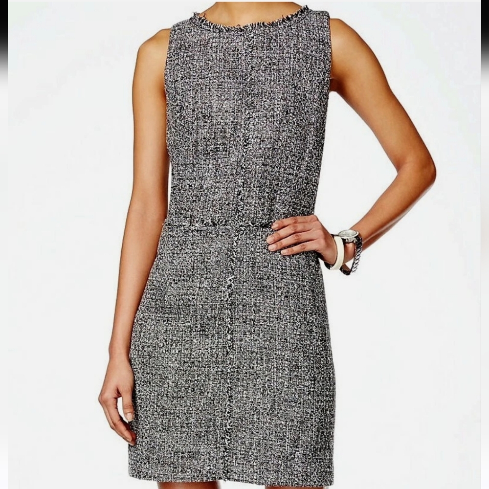 Michael Kors Sleeveless Tweed Mini Office Dress With Pockets - Size 6